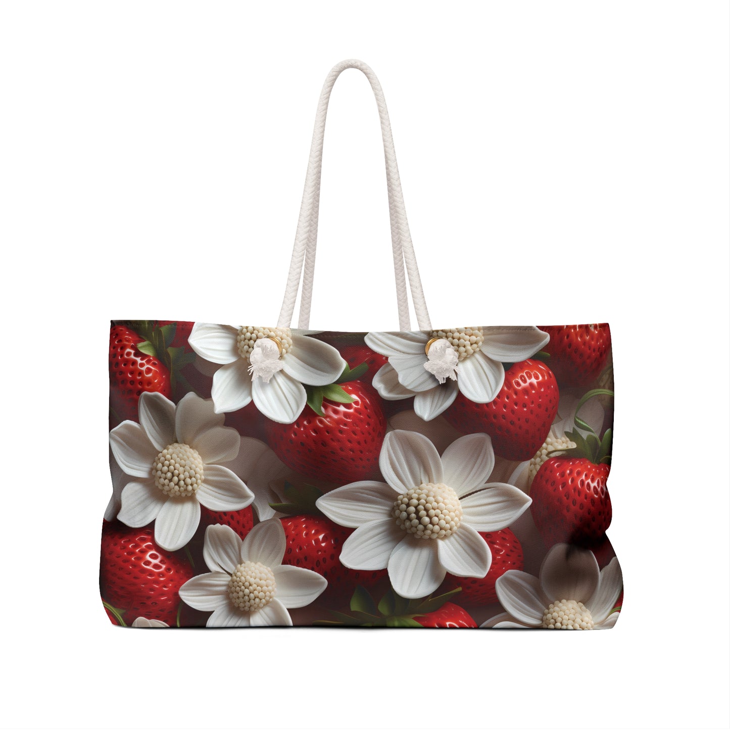 Personalised/Non-Personalised Weekender Bag, Strawberries, Large Weekender Bag, Beach Bag, Book Bag