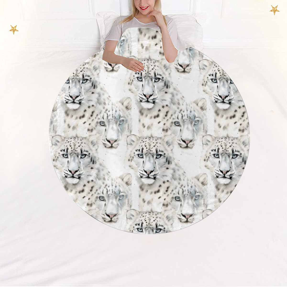 Leopard  Circular Micro Fleece Blanket 47"