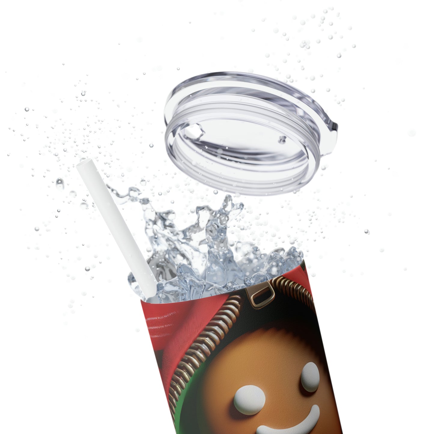 Skinny Tumbler with Straw, 20oz, Gingerbread Man, awd-853