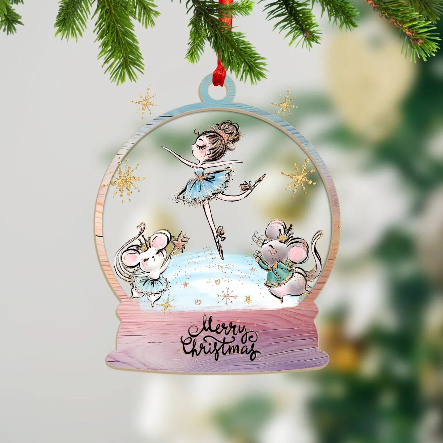 Wood and Acrylic Ornament Personalised Ballerina