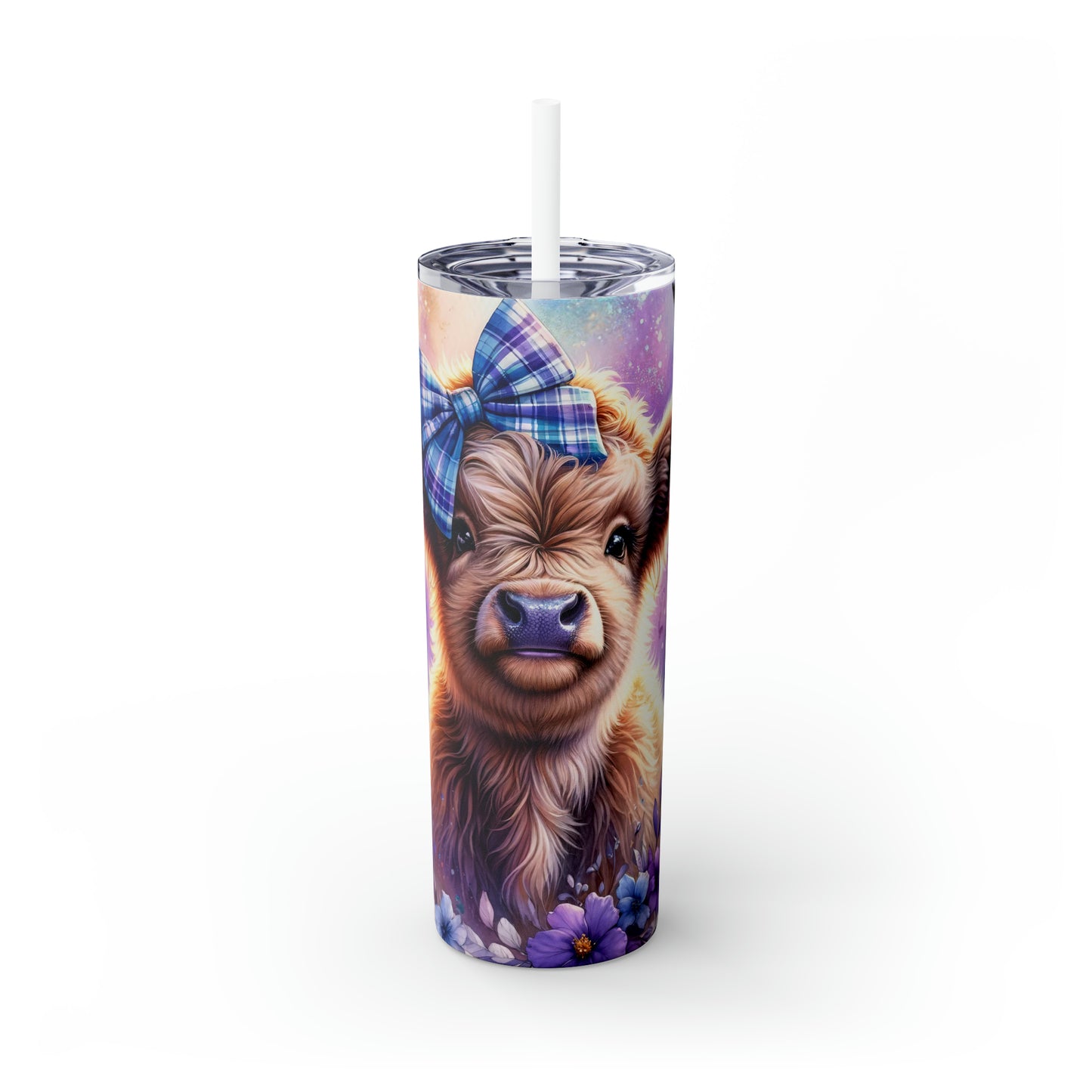 Skinny Tumbler with Straw, 20oz, Baby Highland Cow