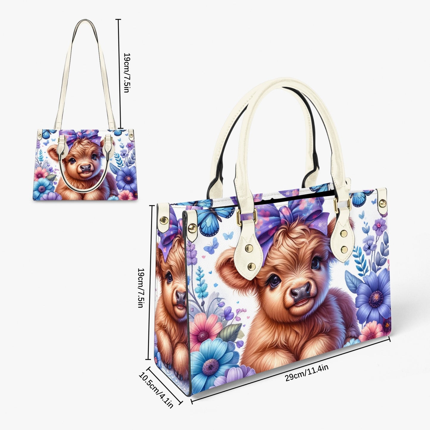 Women's Tote Bag - Long Strap - Highland Cow