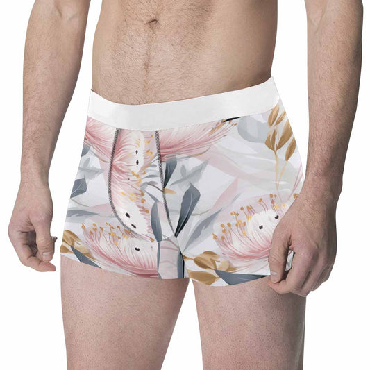 Australian Floral Pink & Grey  Men's All Over Print Boxer Briefs (Made In AUS)