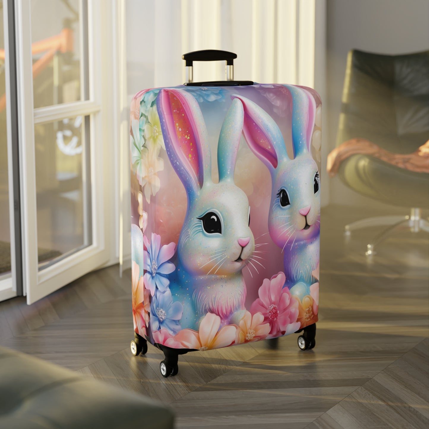 Luggage Cover, Easter, Floral Rabbits, awd-703