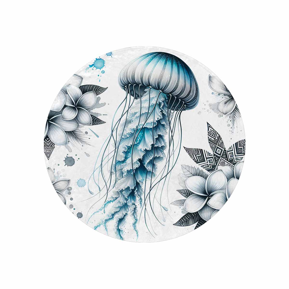 Sea_Animals_Jellyfish_Awd351111  Circular Micro Fleece Blanket 47"
