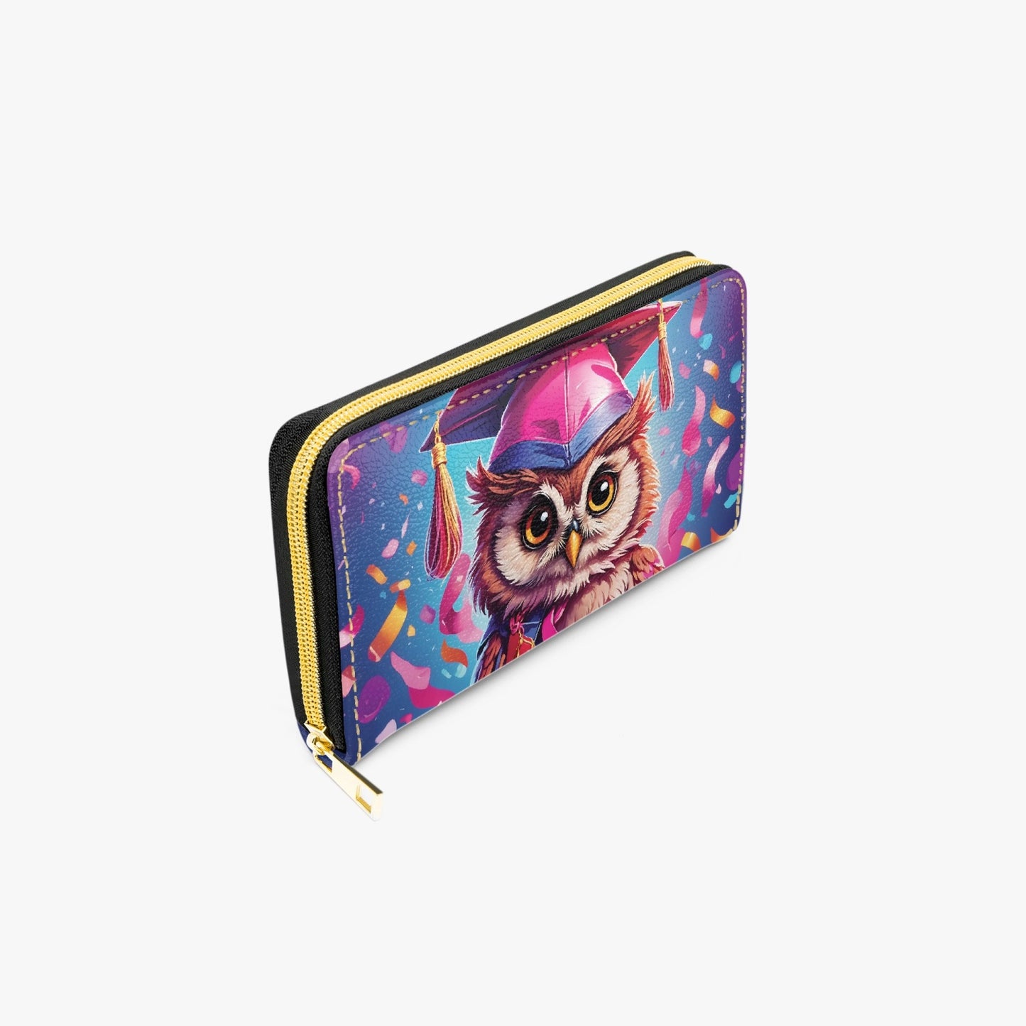 Long Type Zipper Purse - Graduation, Owl