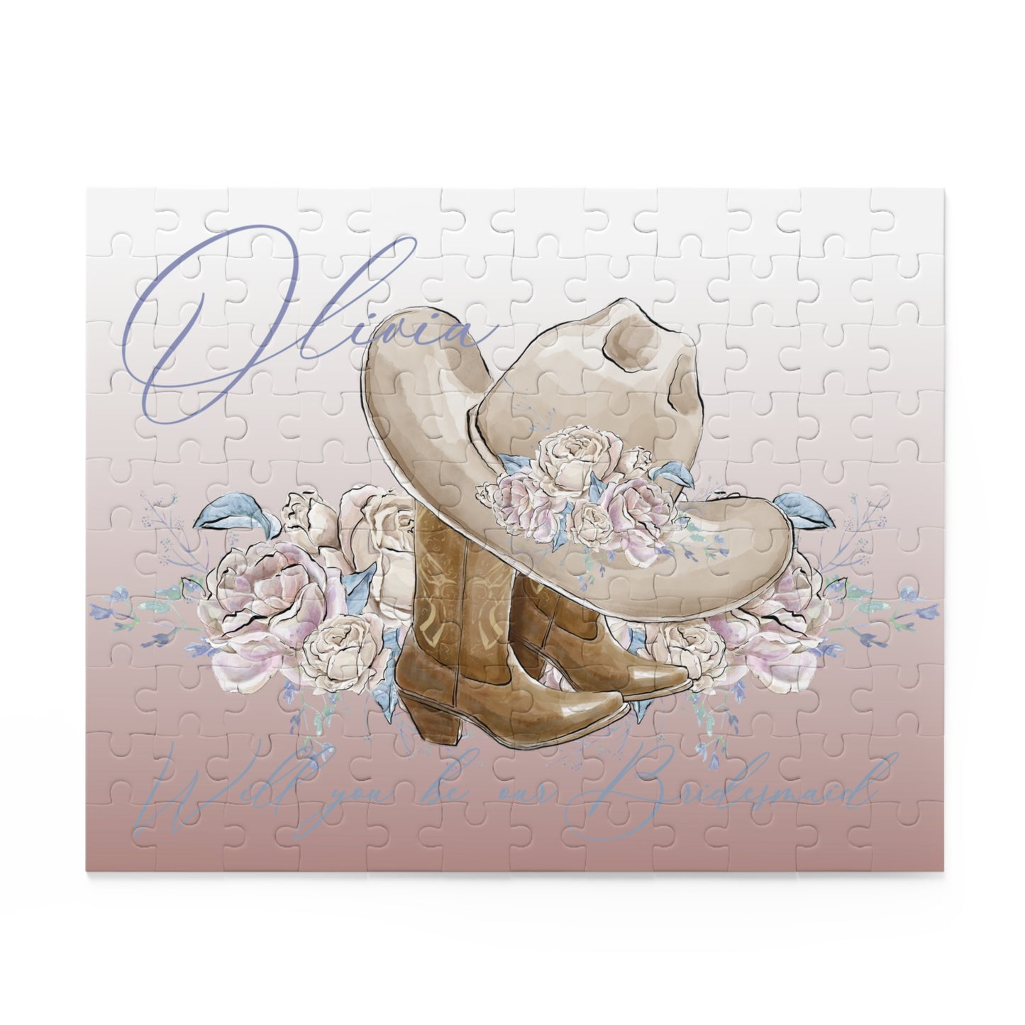 Personalised/Non-Personalised Puzzle, Country Boots, Romance Floral, Will you be our Bridesmaid/Flower Girl (120, 252, 500-Piece)