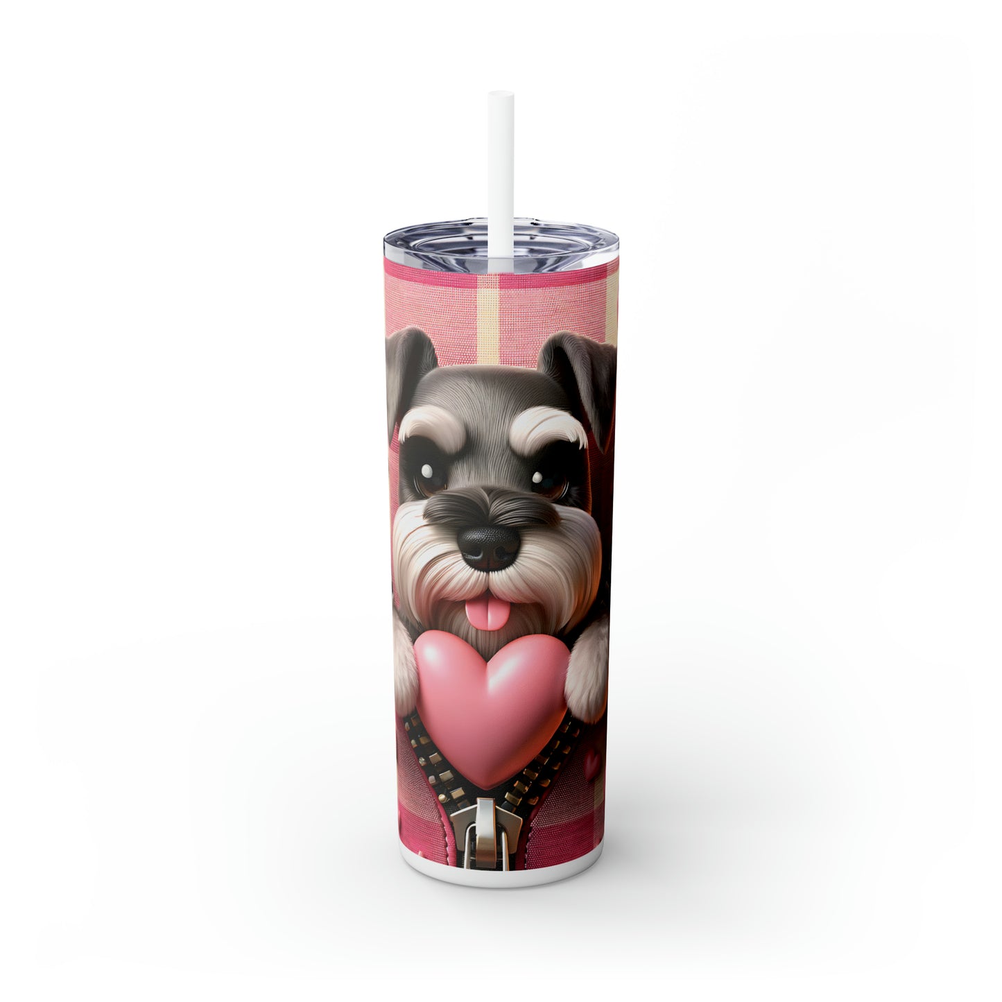 Skinny Tumbler with Straw, 20oz, Dog, Valentines Day, awd-1143