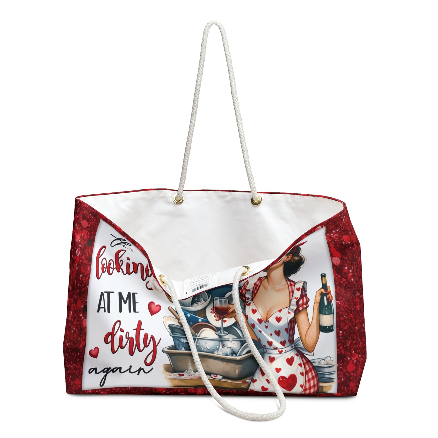 Personalised/Non-Personalised Weekender Bag, The Dishes are Looking at me Dirty Again, Large Weekender Bag, Beach Bag, Book Bag