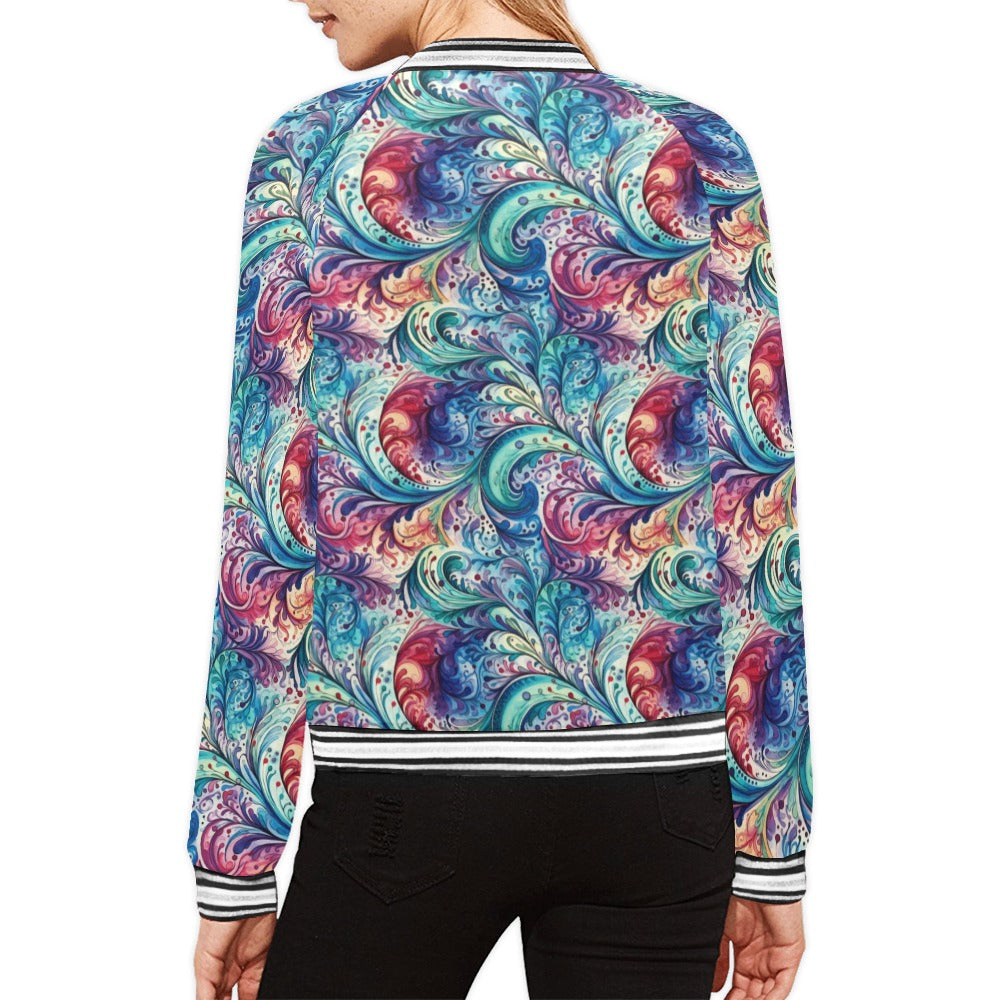 Rainbow Paisley Bomber Jacket for Women