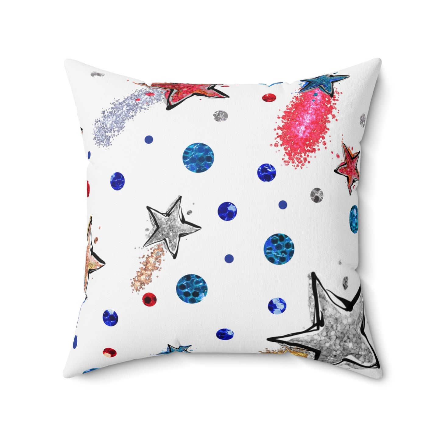 Spun Polyester Square Pillow, Stars Cushion