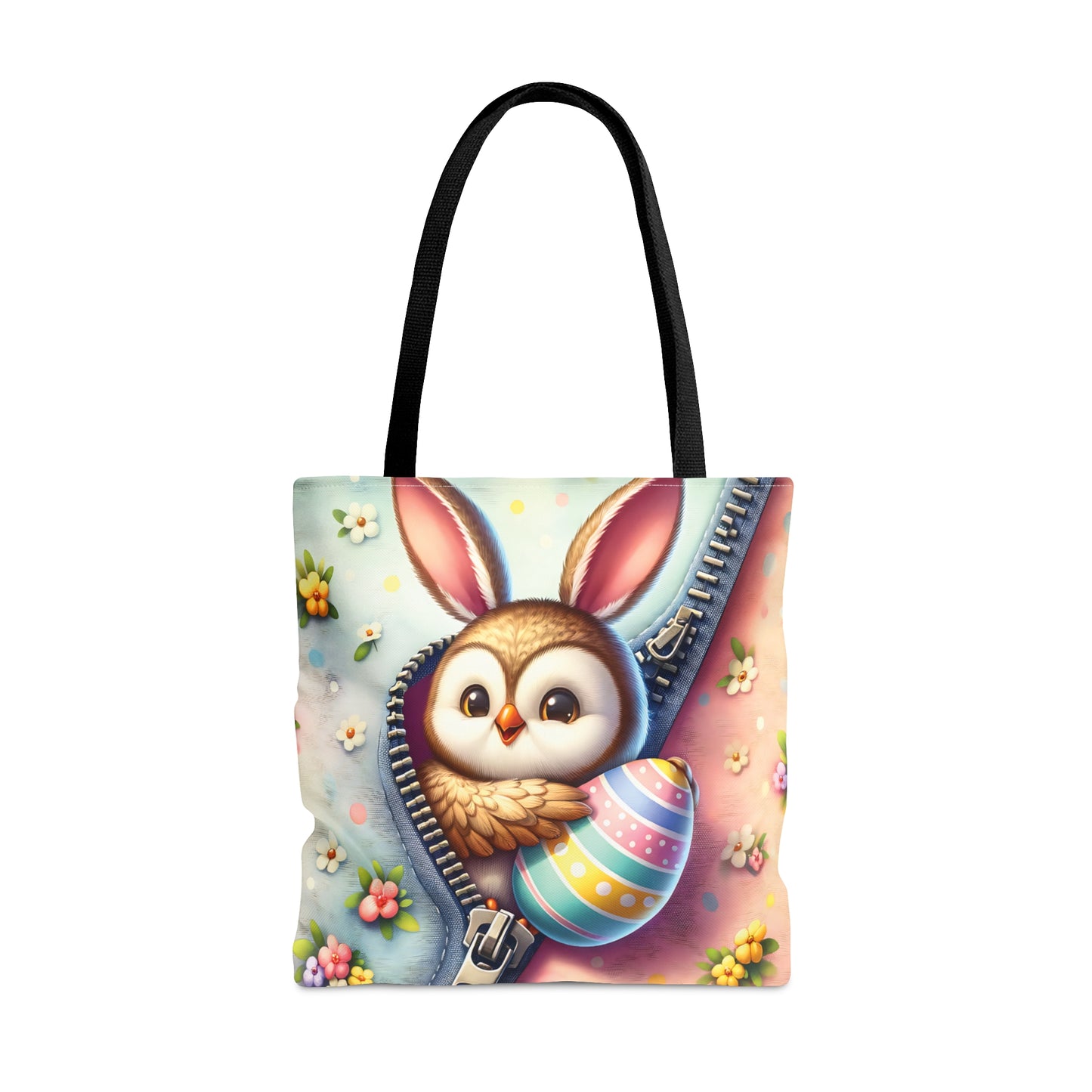 Tote Bag, Easter, Cute Owl with Bunny Ears, Personalised/Non-Personalised Tote bag