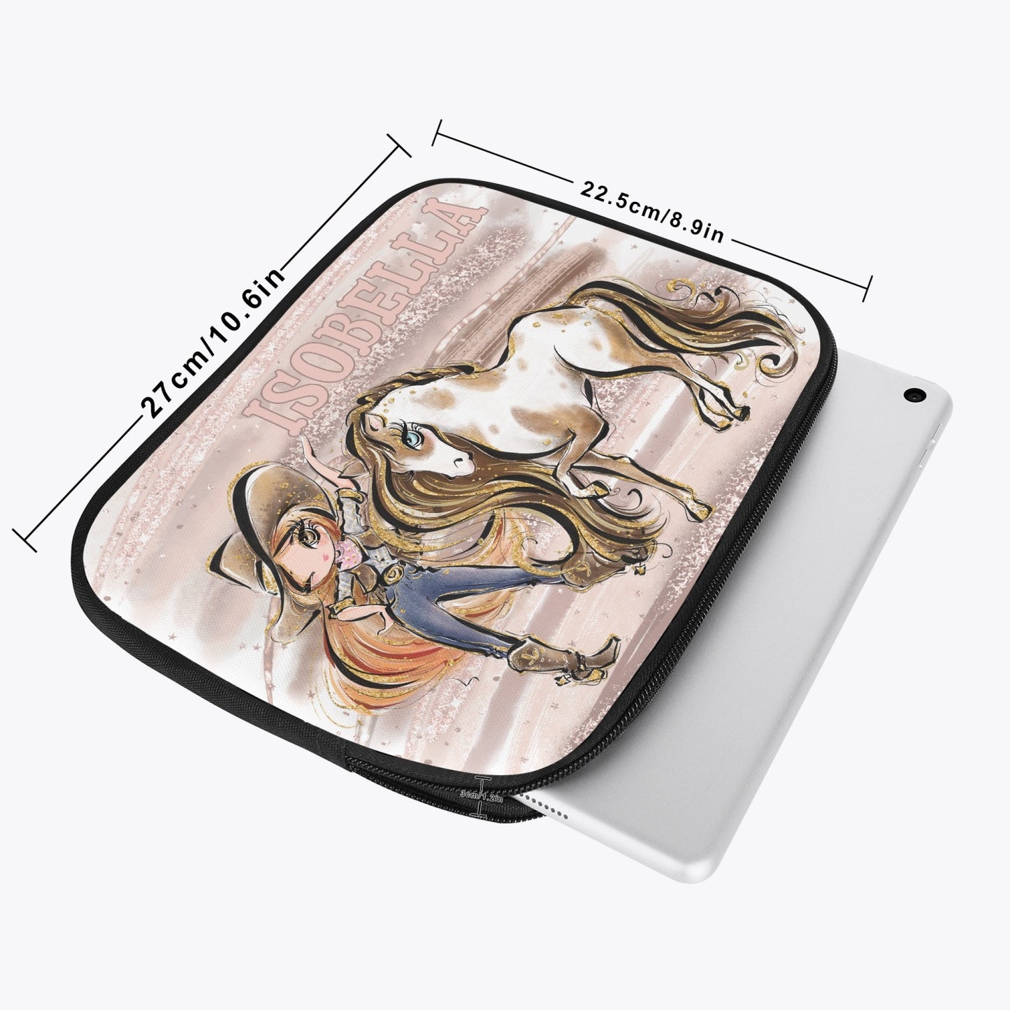 Tablet Sleeve - Howdy, Cowgirl and Horse, Red Hair Brown Eyes