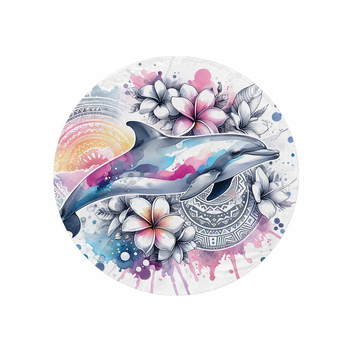 Sea_Animals_Dolphin_Awd351108  Circular Micro Fleece Blanket 60"