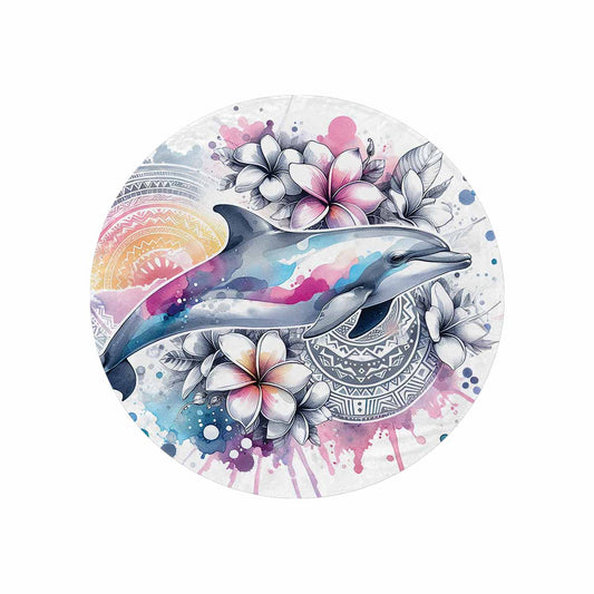 Sea_Animals_Dolphin_Awd351108  Circular Micro Fleece Blanket 60"