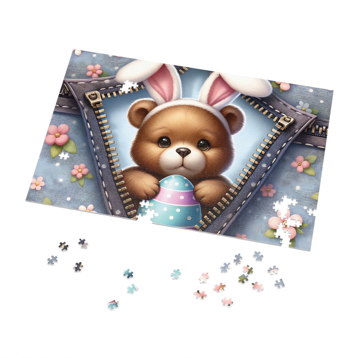 Jigsaw Puzzle, Easter, Bear with Bunny Ears, Personalised/Non-Personalised (30, 110, 252, 500,1000-Piece)