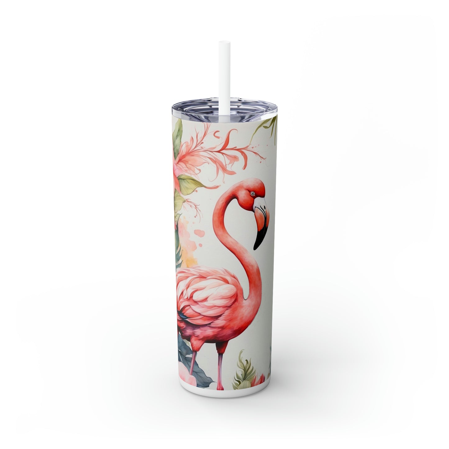 Skinny Tumbler with Straw, 20oz, Flamingo, awd-702