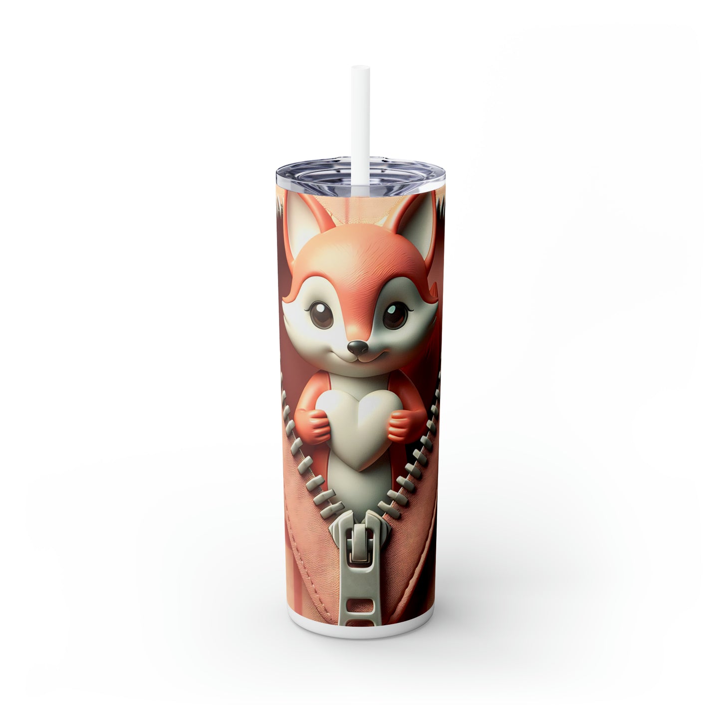 Skinny Tumbler with Straw, 20oz, Fox, Valentines Day, awd-948