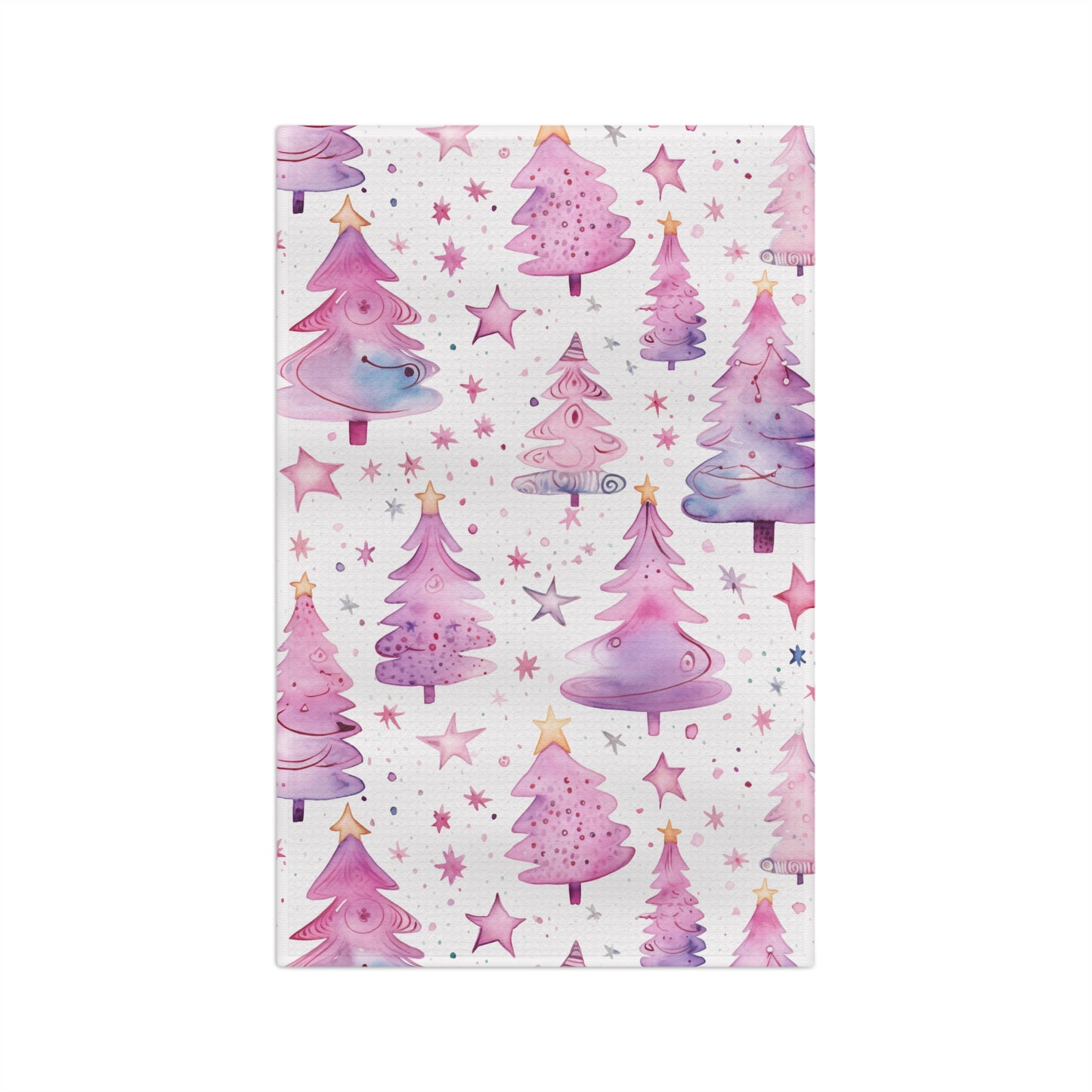 Microfiber Tea Towel, Pink Christmas Trees