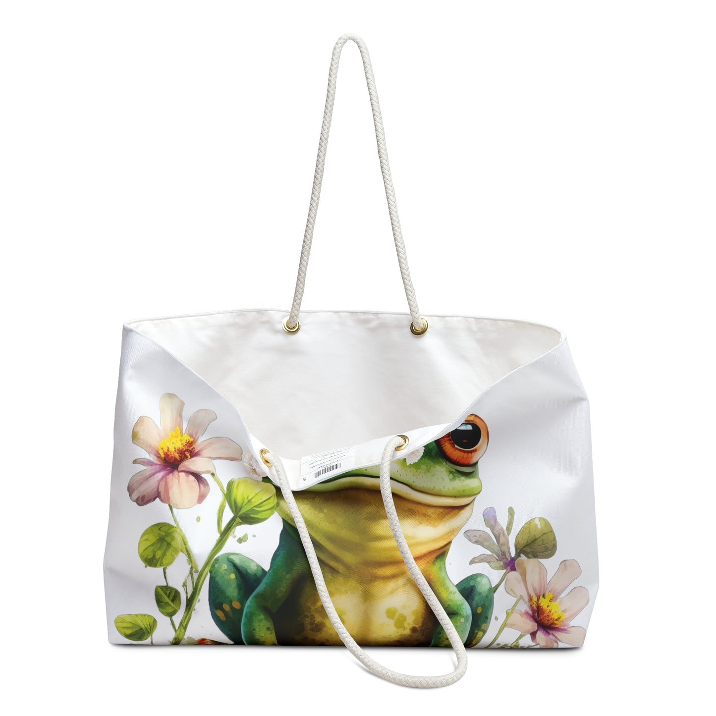 Personalised/Non-Personalised Weekender Bag, Frog, Large Weekender Bag, Beach Bag, Book Bag