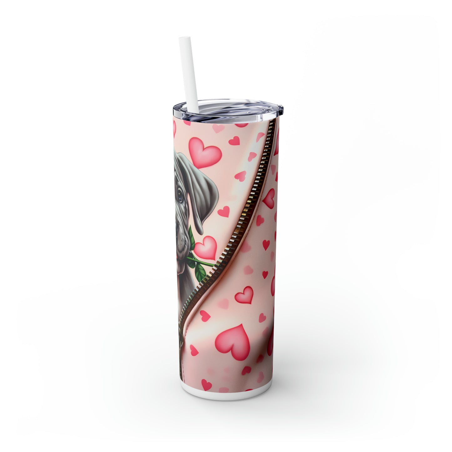 Skinny Tumbler with Straw, 20oz, Dog, Valentines Day, awd-910