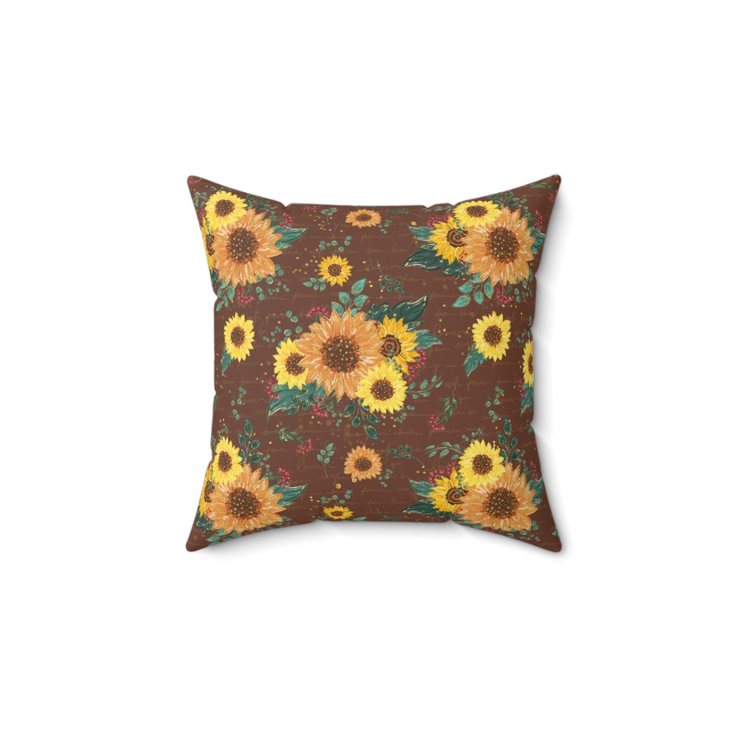 Spun Polyester Square Pillow, Sunflower Cushion, Floral Cushion