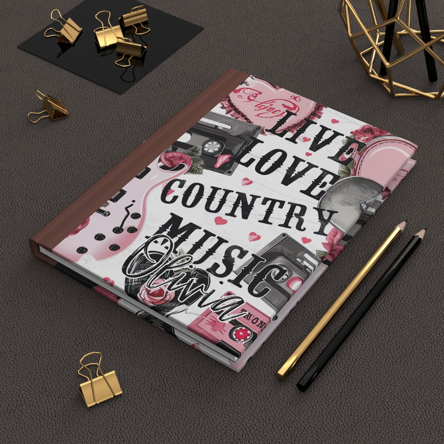 Personalised Hardcover Journal Matte, Country and Western, Live Love Country Music, awd-1486