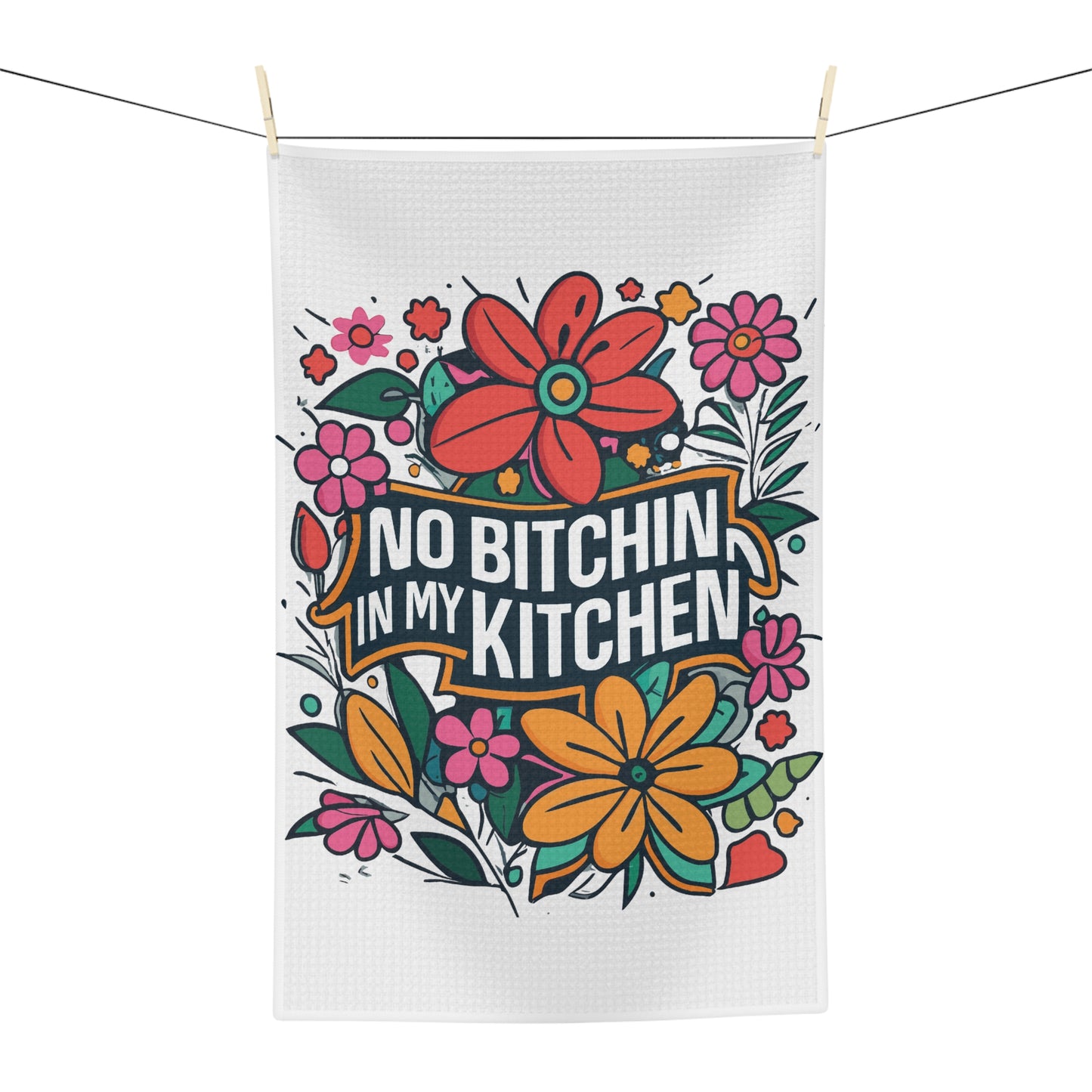 Microfiber Tea Towel, Retro Floral, Quote