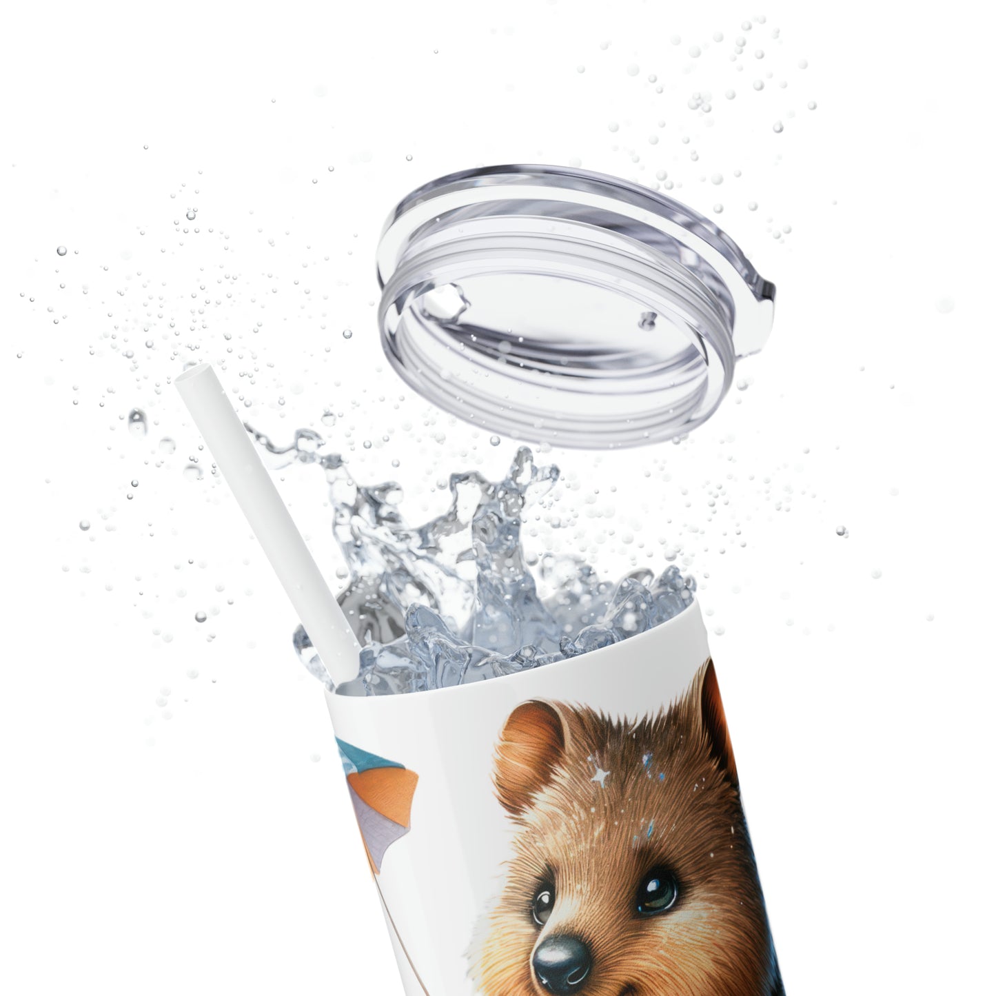 Skinny Tumbler with Straw, 20oz, Australian Animal, Quokka, awd-1325