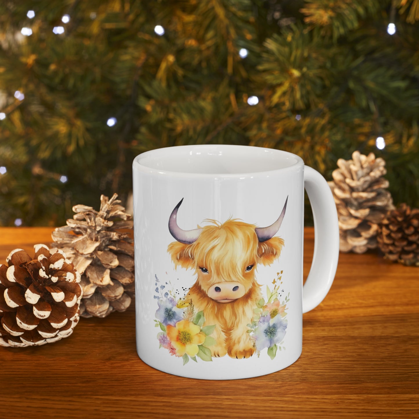 Personalised/Non Personalised Highland Cow, Ceramic Mug 11oz, Highland Cow Mug