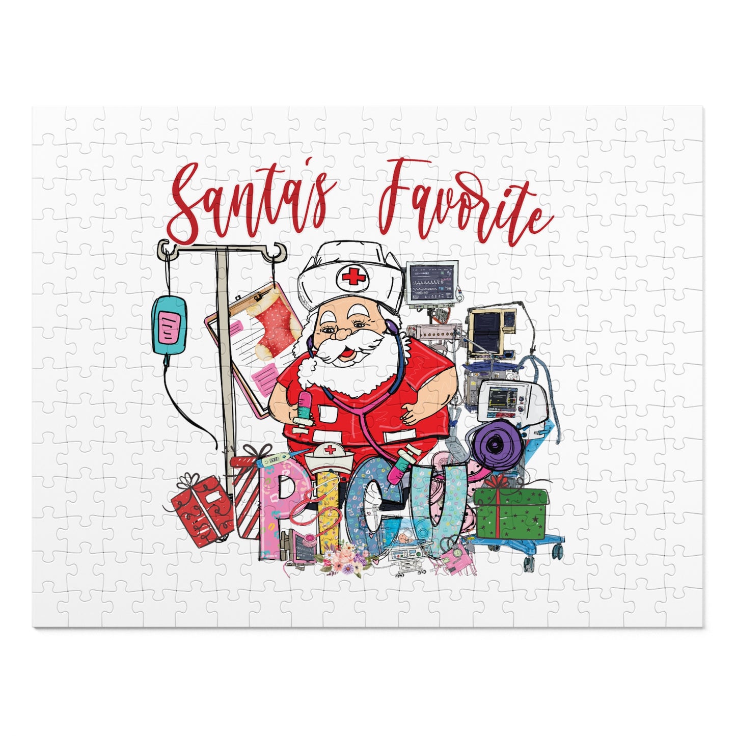 Jigsaw Puzzle, Santa's Favorite PICU Nurse, Personalised/Non-Personalised (30, 110, 252, 500,1000-Piece)