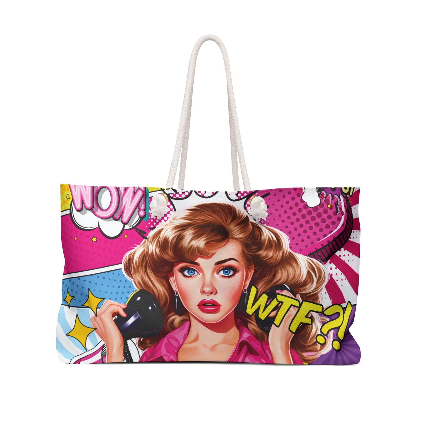 Personalised/Non-Personalised Weekender Bag, Pop Art, Large Weekender Bag, Beach Bag, Book Bag