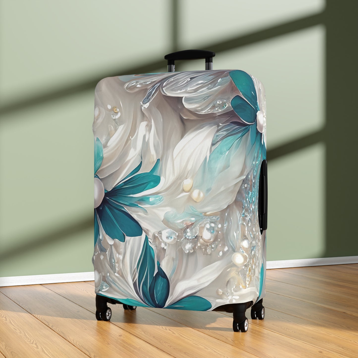 Luggage Cover, Turquoise Floral