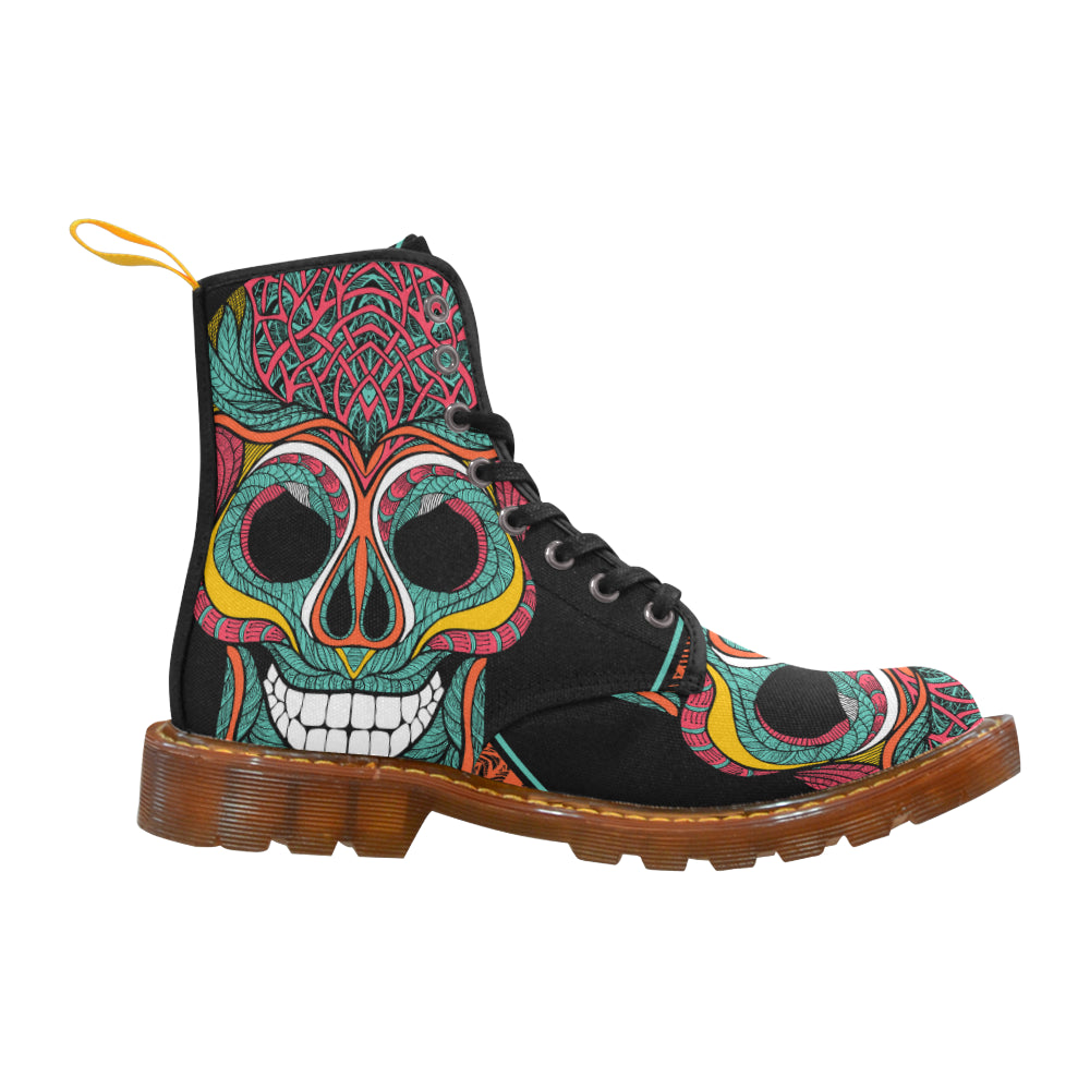 Flowers Skull Martin Boots For Women Model 1203H