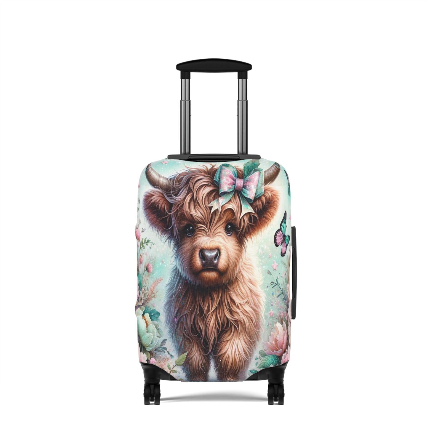 Luggage Cover, Highland Cow, Floral and Butterflies, awd-1418