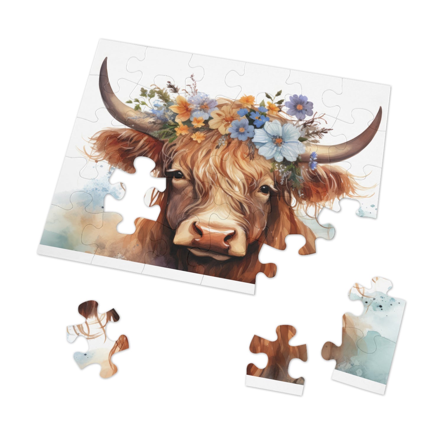 Jigsaw Puzzle, Highland Cow, Personalised/Non-Personalised (30, 110, 252, 500,1000-Piece)