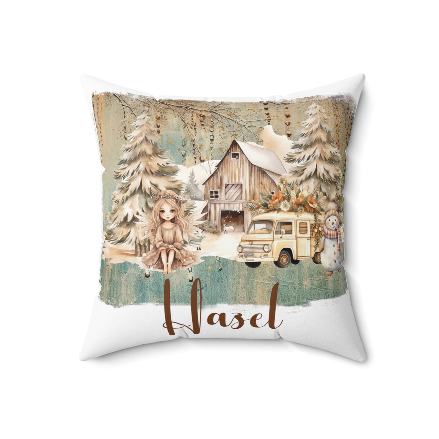 Personalised Boho Country Christmas Cushion, Polyester Square Cushion, Christmas cushion