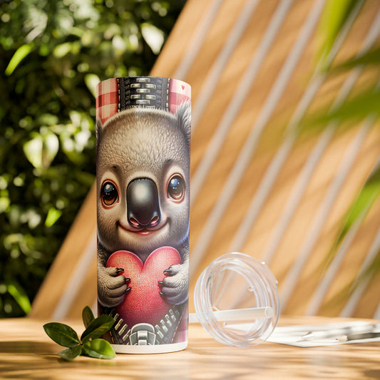 Skinny Tumbler with Straw, 20oz, Koala, Valentines Day