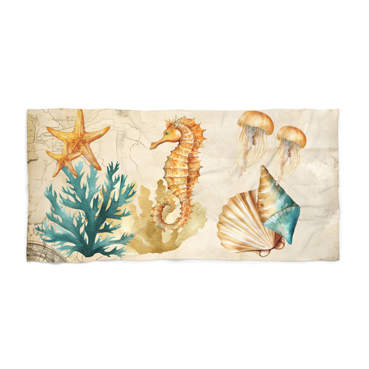 Personalised Beach Towel, Nautical Seahorse, Polycotton Towel, 2 sizes Available