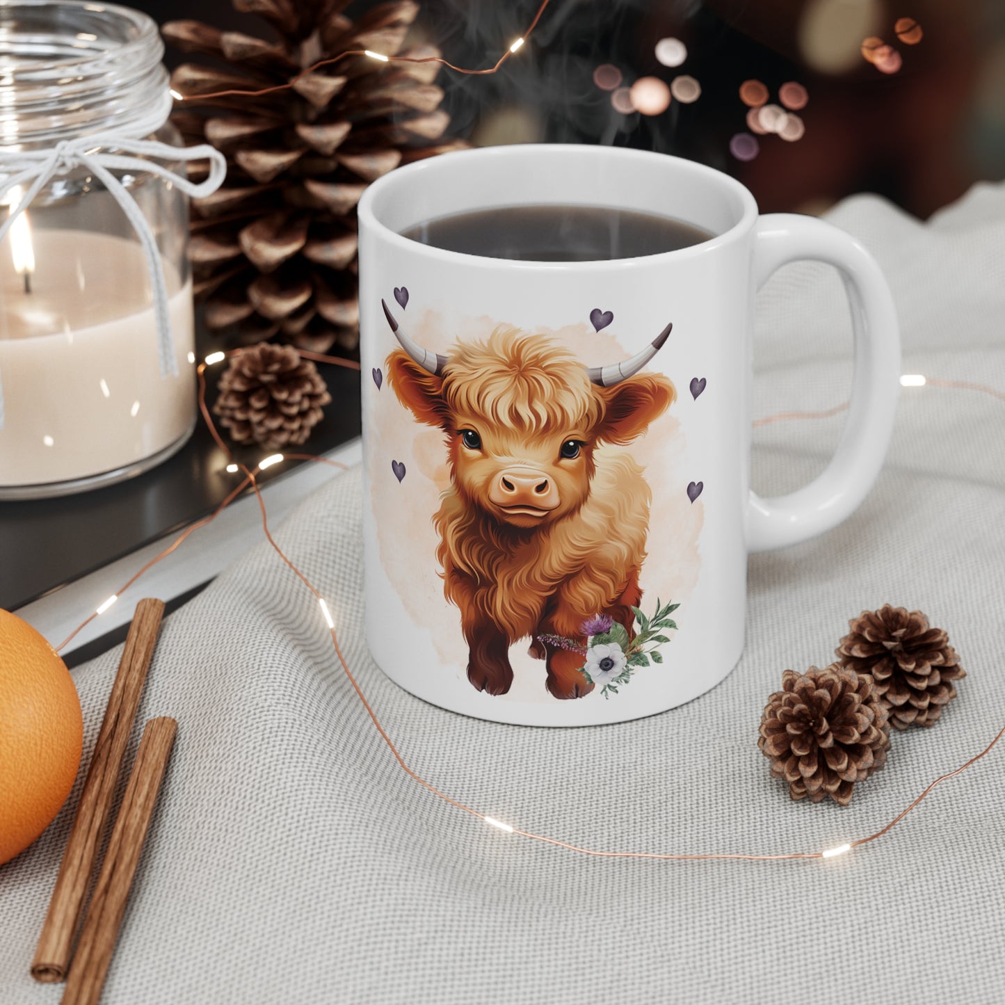 Personalised/Non Personalised Highland Cow, Ceramic Mug 11oz, Highland Cow Mug