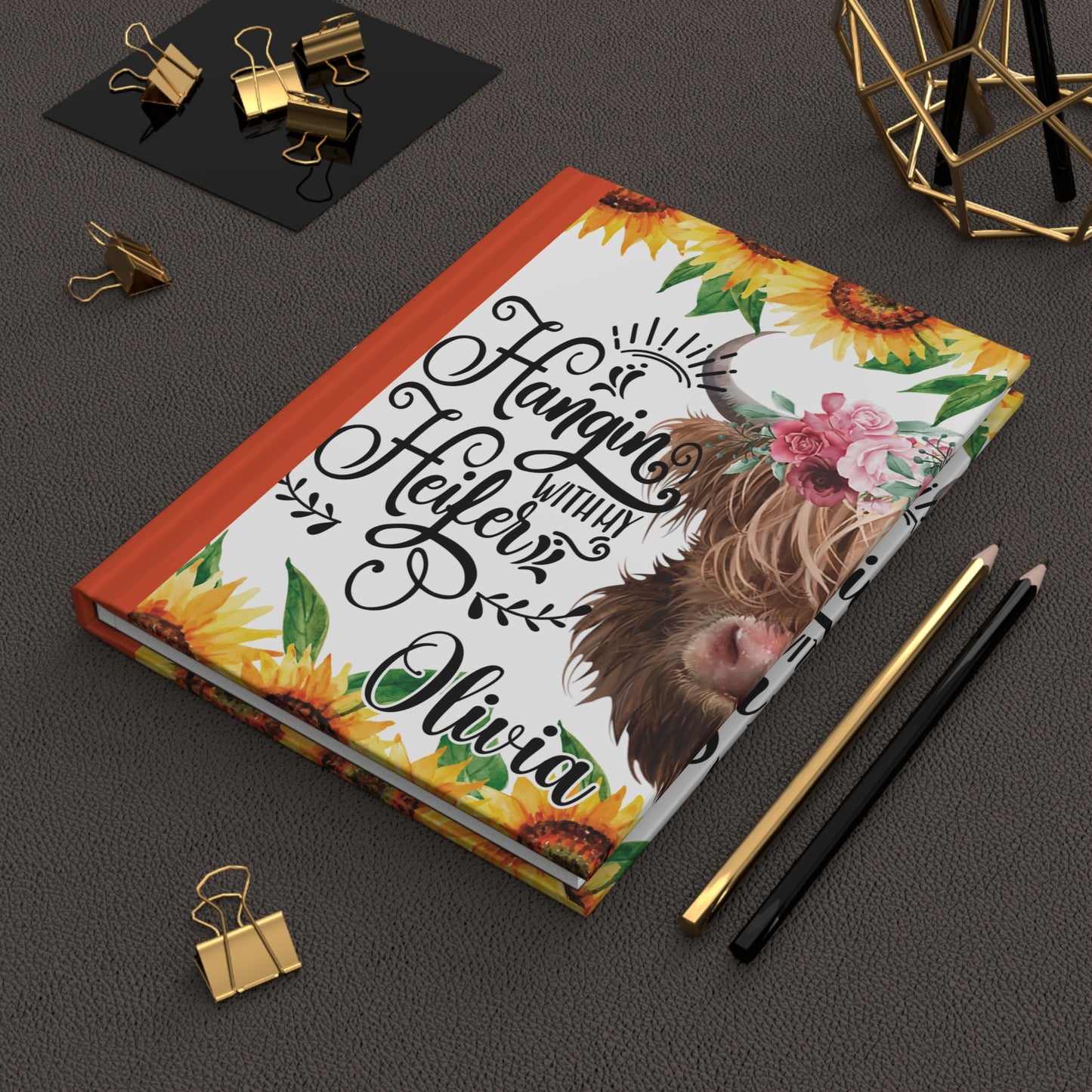 Personalised Hardcover Journal Matte, Highland Cow, awd-1684