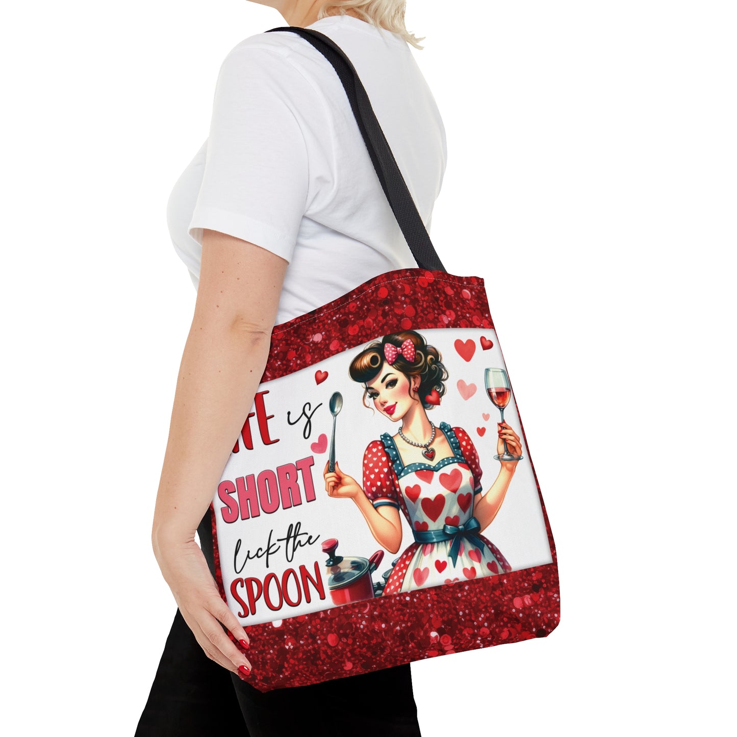 Tote Bag, Retro, Life is Short Lick the Spoon