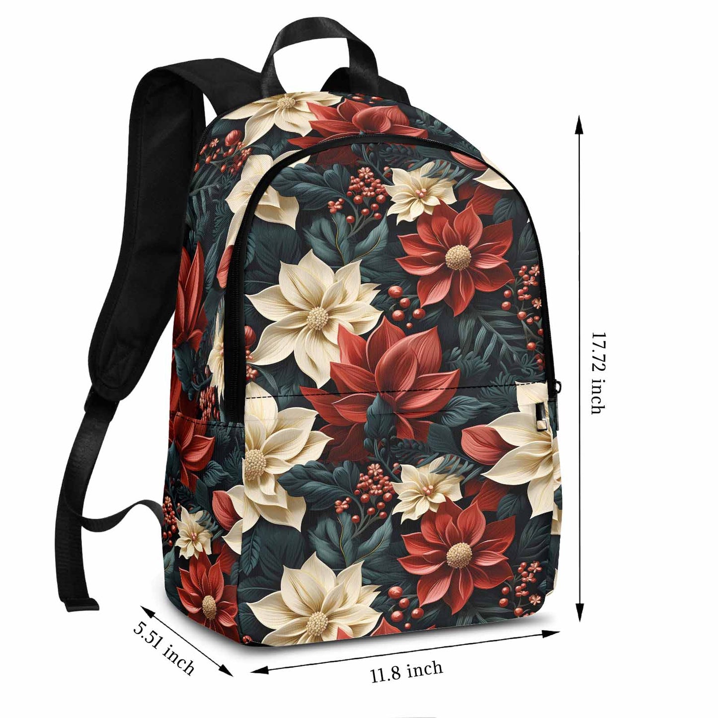 Red Poinsettia Adult Casual Backpack