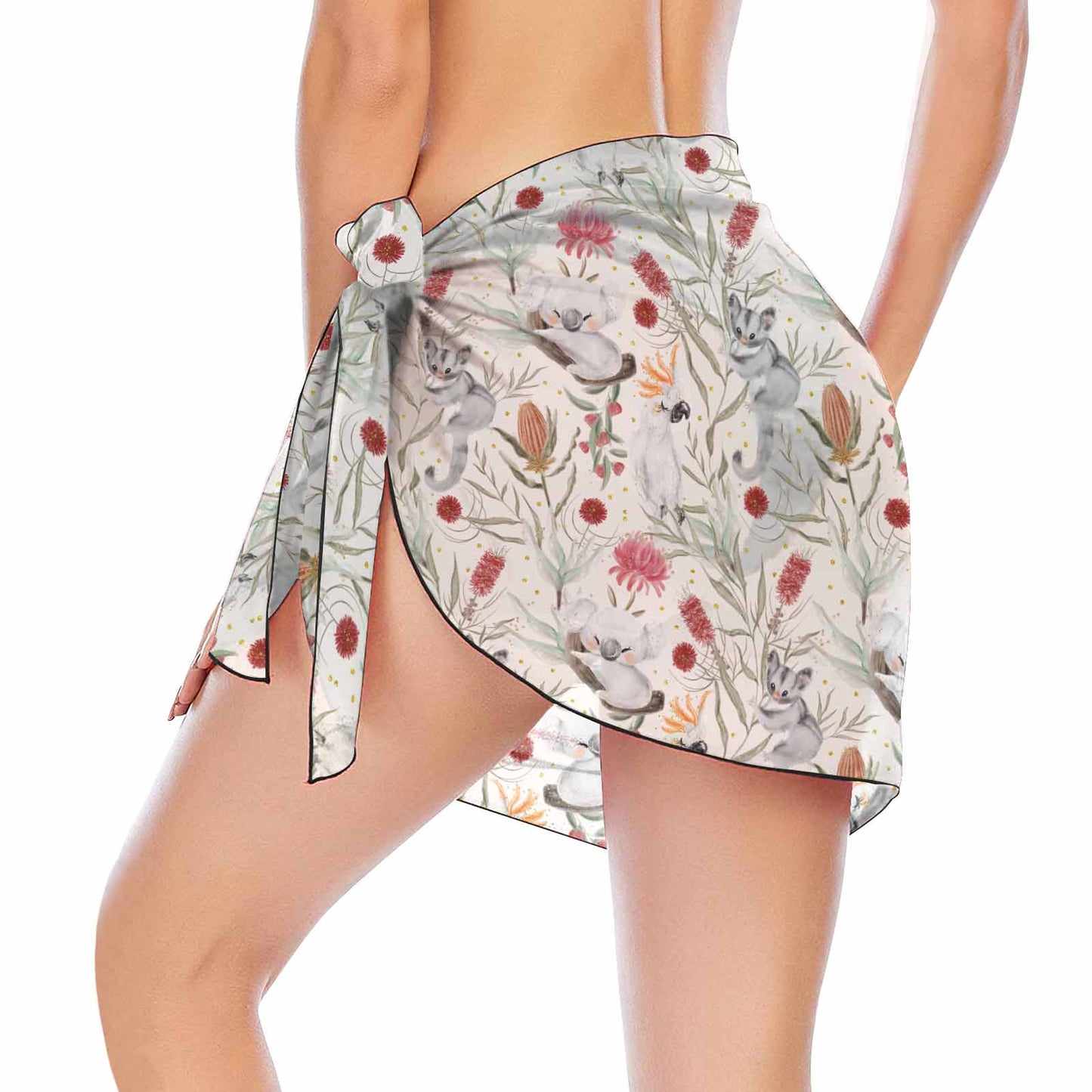 Australian Animals Koala Sugar Glider  Women's Beach Sarong Wrap