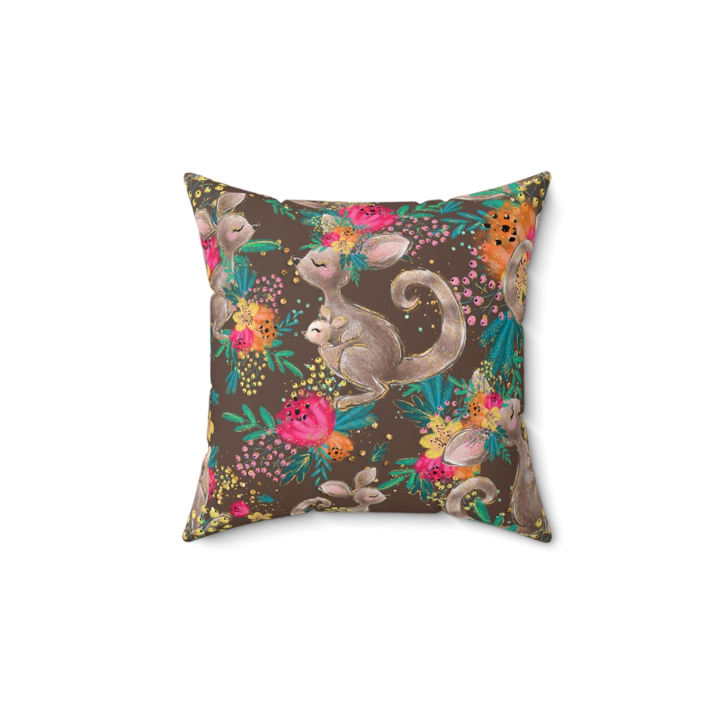 Spun Polyester Square Pillow, Australian Kangaroos