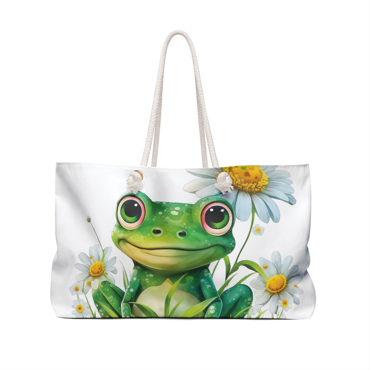 Personalised/Non-Personalised Weekender Bag, Frog, Large Weekender Bag, Beach Bag, Book Bag