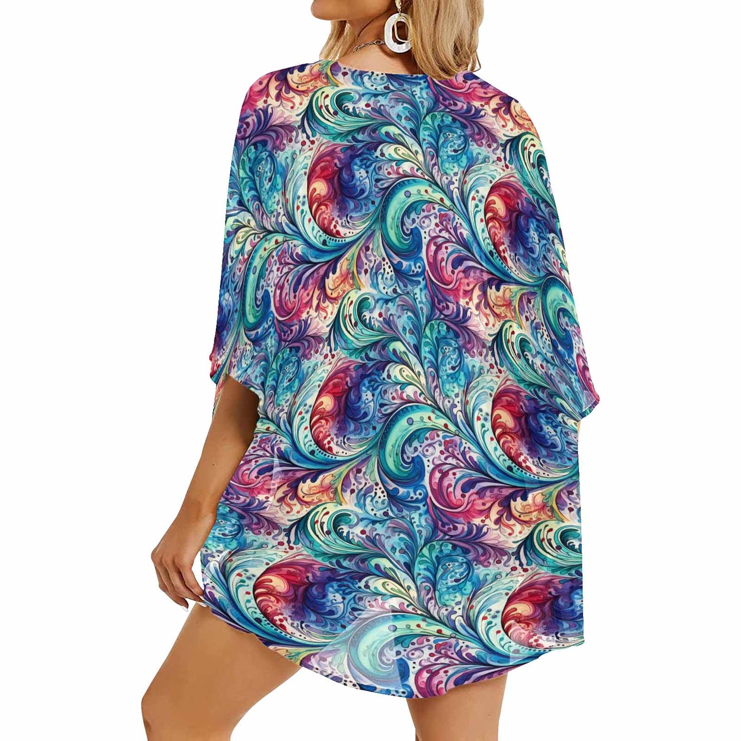 Rainbow Paisley Women's Kimono Chiffon Cover Up