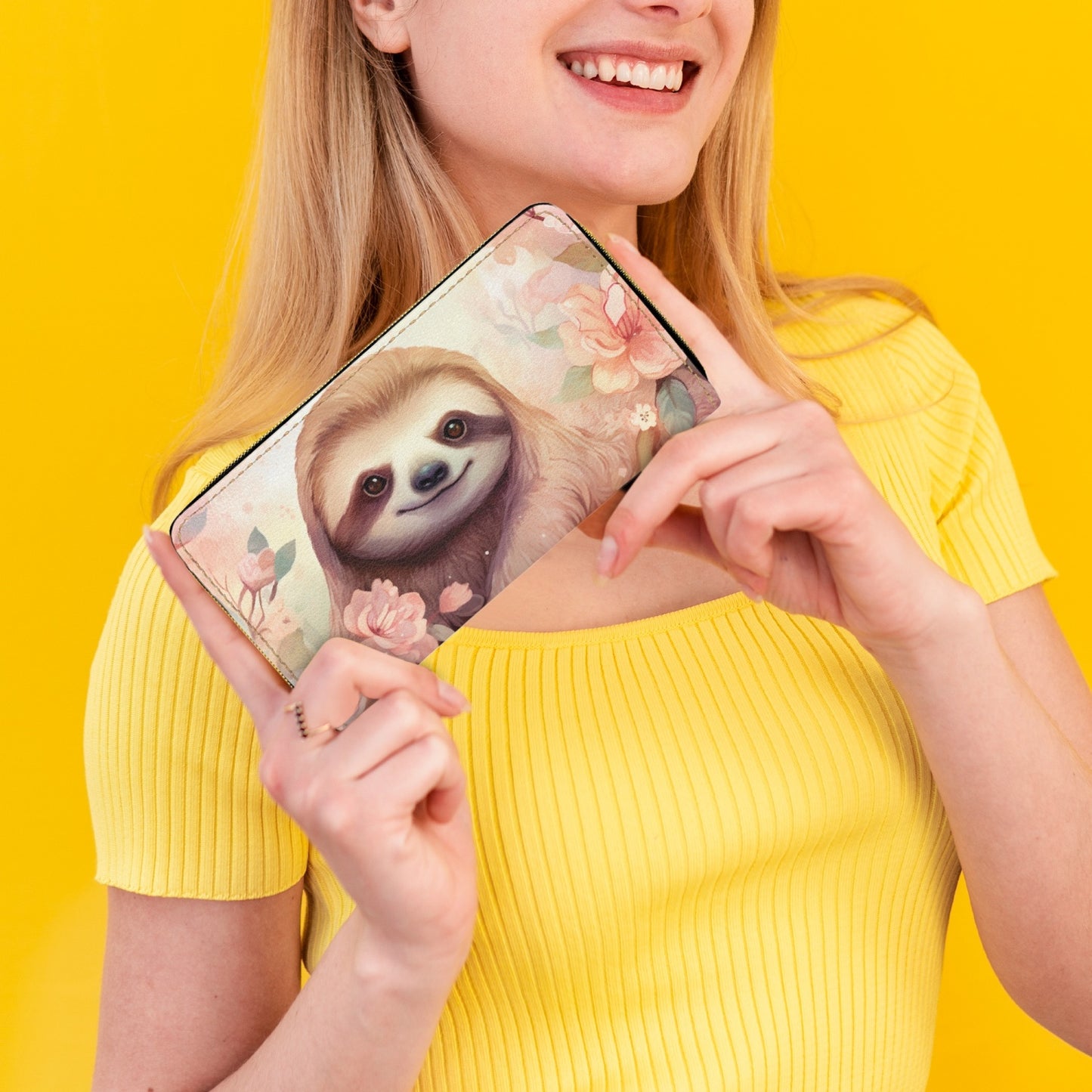 Long Type Zipper Purse - Sloth