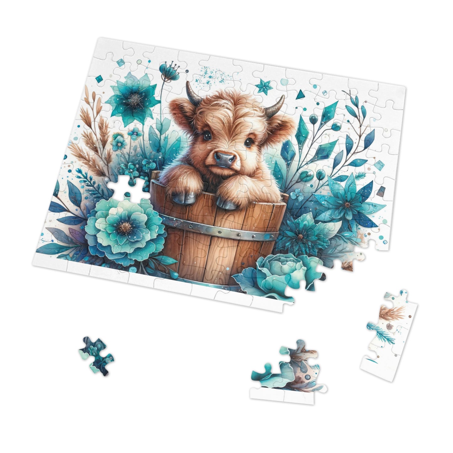 Jigsaw Puzzle, Highland Cow, Personalised/Non-Personalised (30, 110, 252, 500,1000-Piece)