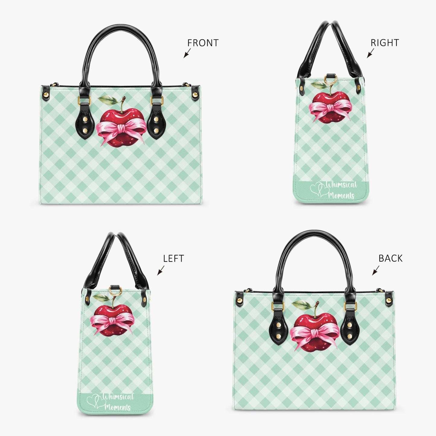 Women's Tote Bag - Rockabilly - Apple Plaid Lge Square